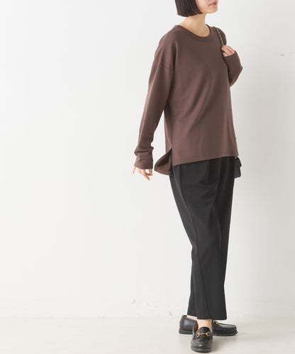 【OMNES PURPLE LABEL】+3℃蓄熱ストレッチ長袖スリットTシャツ【6123-5443】