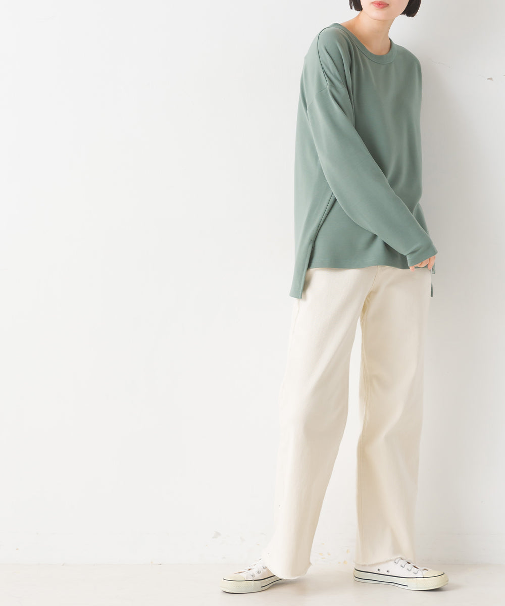 【OMNES PURPLE LABEL】+3℃蓄熱ストレッチ長袖スリットTシャツ【6123-5443】