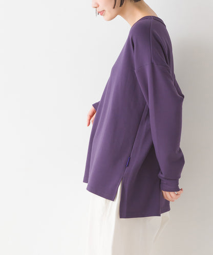 【OMNES PURPLE LABEL】+3℃蓄熱ストレッチ長袖スリットTシャツ【6123-5443】