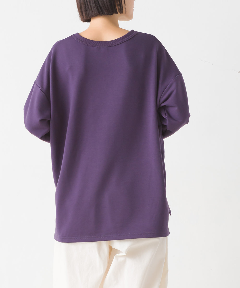 【OMNES PURPLE LABEL】+3℃蓄熱ストレッチ長袖スリットTシャツ【6123-5443】