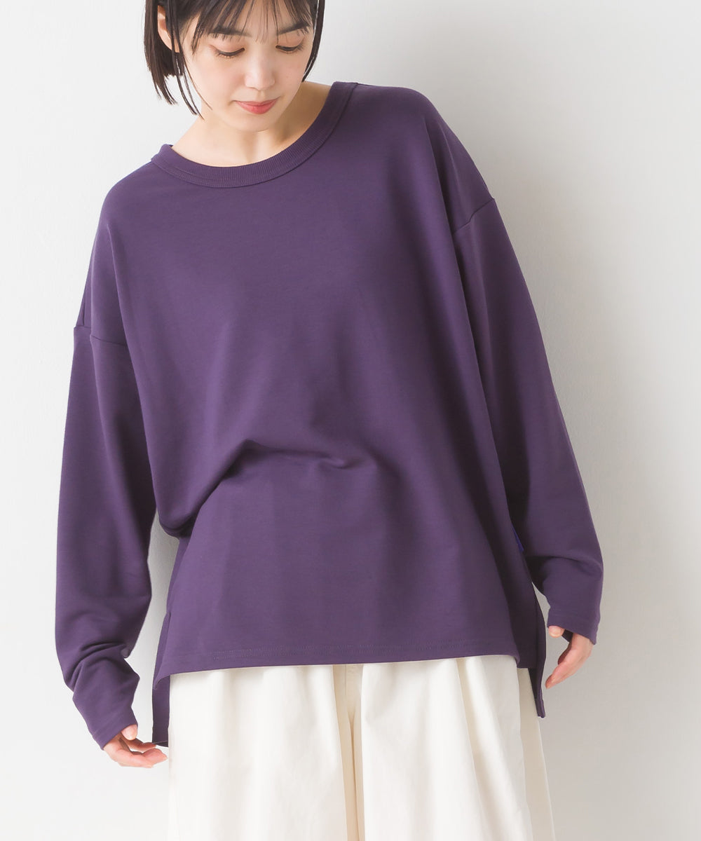 【OMNES PURPLE LABEL】+3℃蓄熱ストレッチ長袖スリットTシャツ【6123-5443】