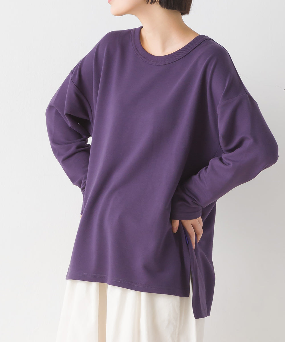 【OMNES PURPLE LABEL】+3℃蓄熱ストレッチ長袖スリットTシャツ【6123-5443】