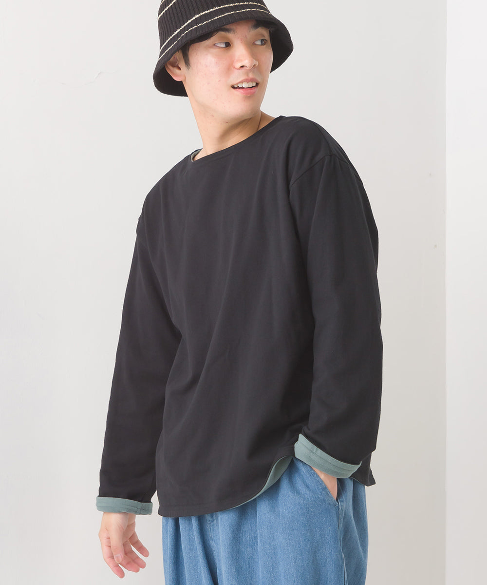 【OMNES PURPLE LABEL】メンズ 裏フリースあったか長袖Tシャツ【6123-5449】