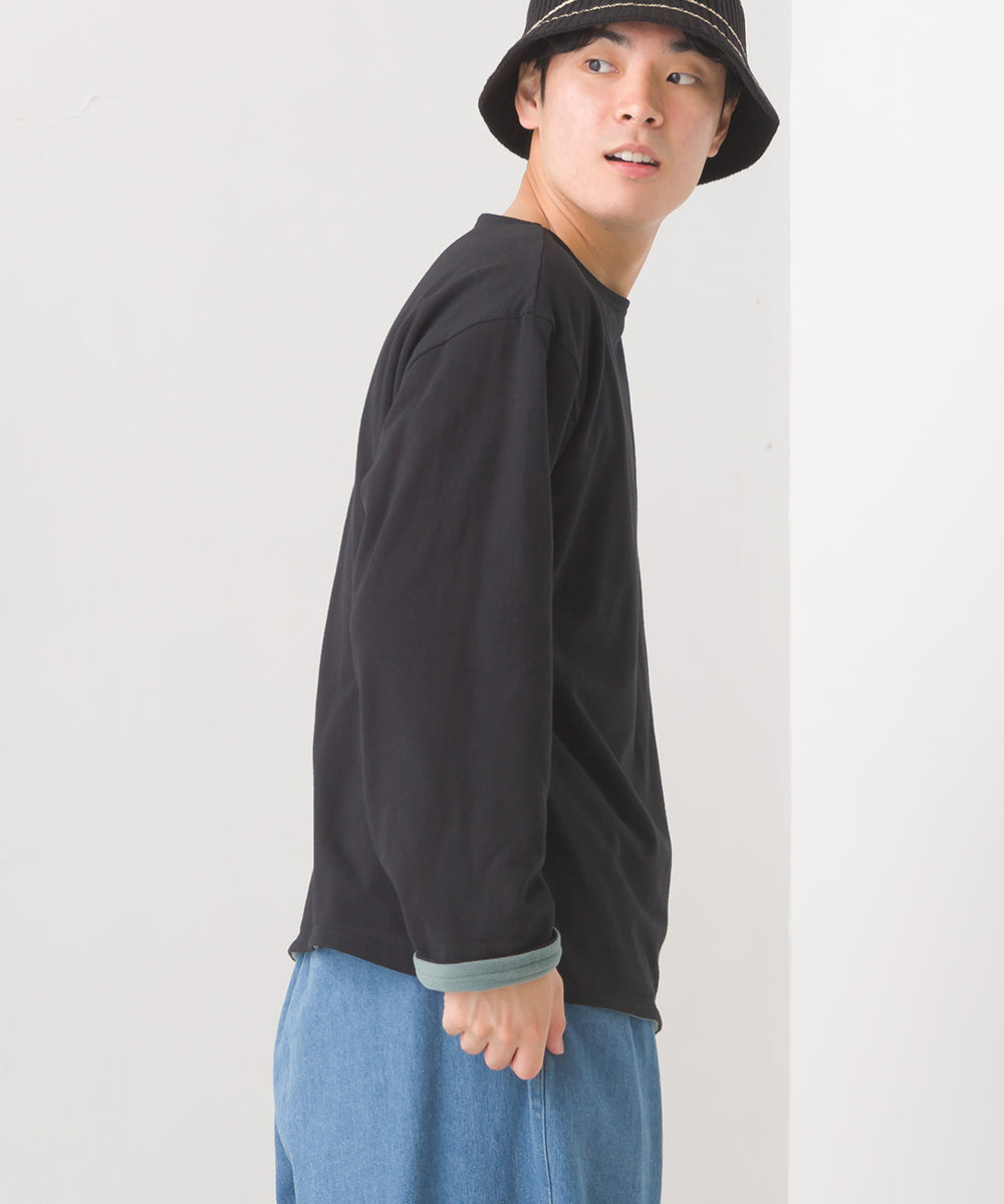 【OMNES PURPLE LABEL】メンズ 裏フリースあったか長袖Tシャツ【6123-5449】