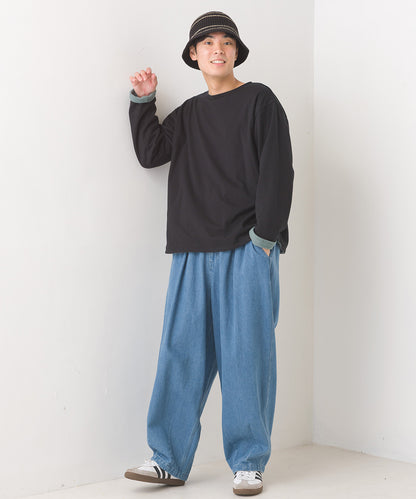 【OMNES PURPLE LABEL】メンズ 裏フリースあったか長袖Tシャツ【6123-5449】