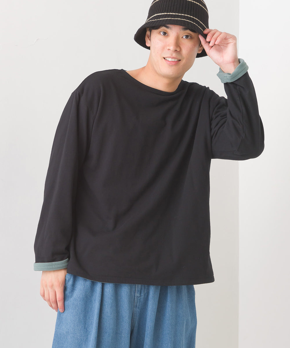 【OMNES PURPLE LABEL】メンズ 裏フリースあったか長袖Tシャツ【6123-5449】