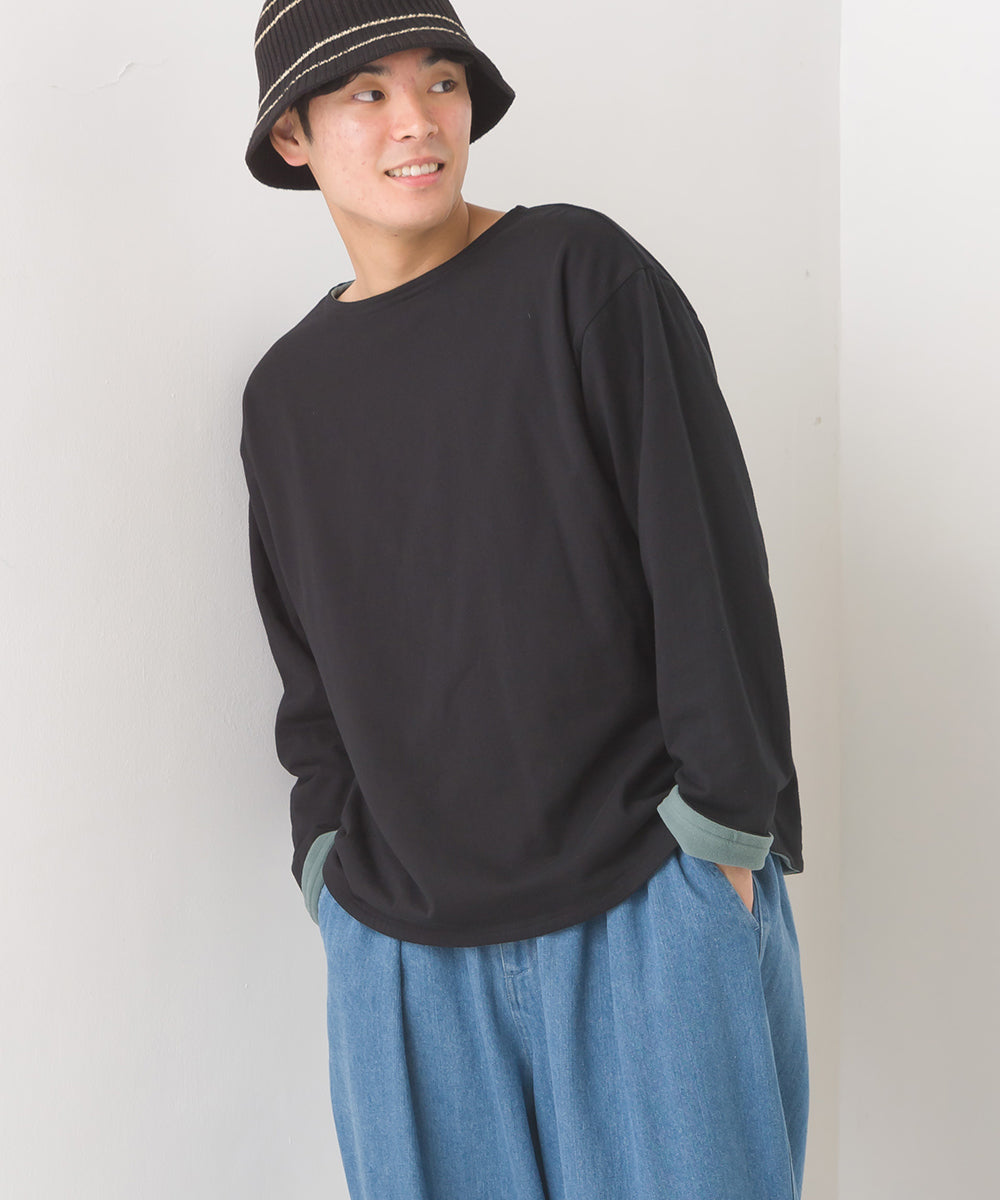 【OMNES PURPLE LABEL】メンズ 裏フリースあったか長袖Tシャツ【6123-5449】