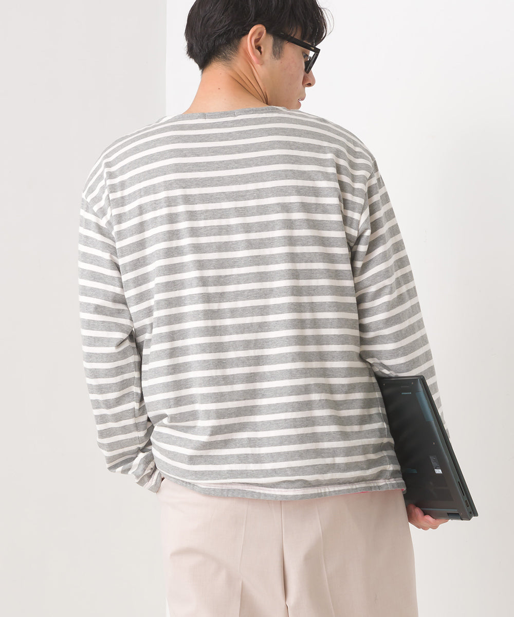 【OMNES PURPLE LABEL】メンズ 裏フリースあったか長袖Tシャツ【6123-5449】