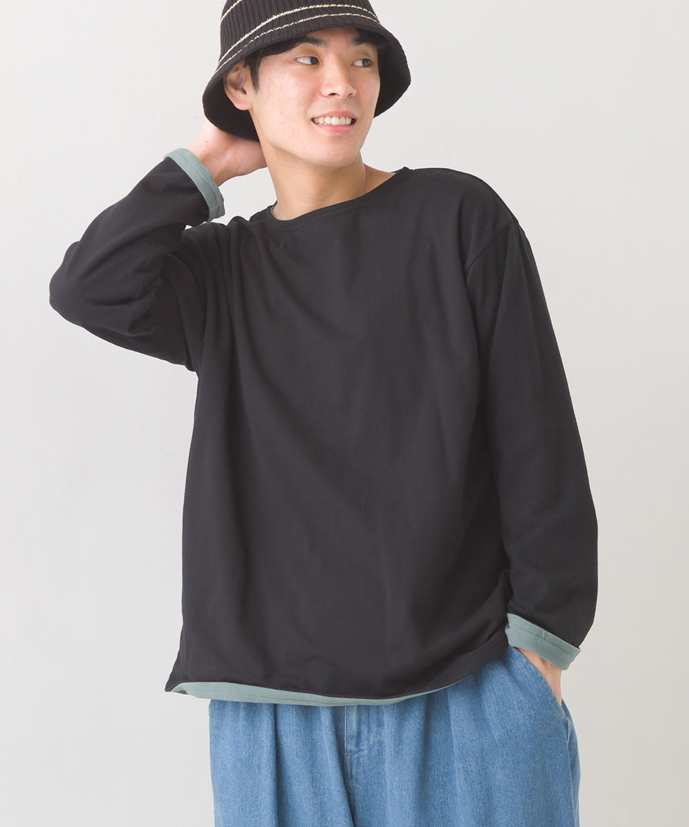 【OMNES PURPLE LABEL】メンズ 裏フリースあったか長袖Tシャツ【6123-5449】