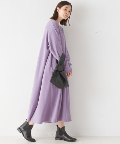 【OMNES PURPLE LABEL】ふわ軽静電気防止 マイクロフリース フレアワンピース長袖【6123-9105】