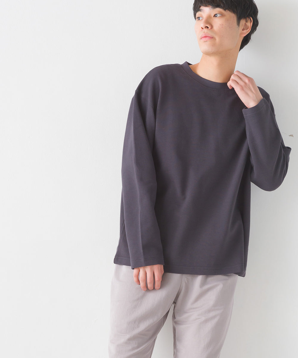 【OMNES PURPLE LABEL】メンズリップルダブルフェイス長袖Tシャツ【6124-5473】