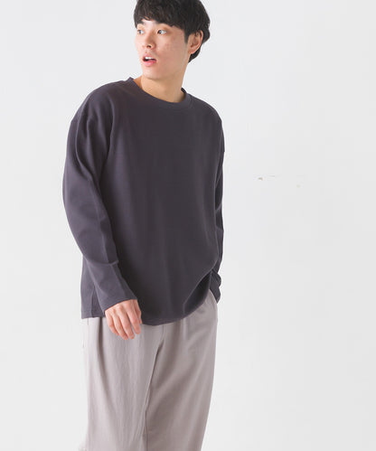 【OMNES PURPLE LABEL】メンズリップルダブルフェイス長袖Tシャツ【6124-5473】