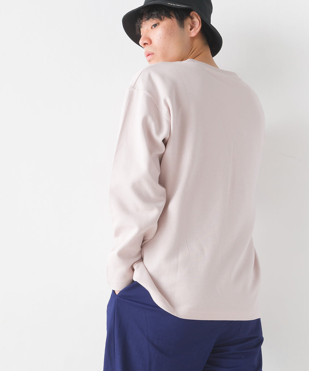 【OMNES PURPLE LABEL】メンズリップルダブルフェイス長袖Tシャツ【6124-5473】