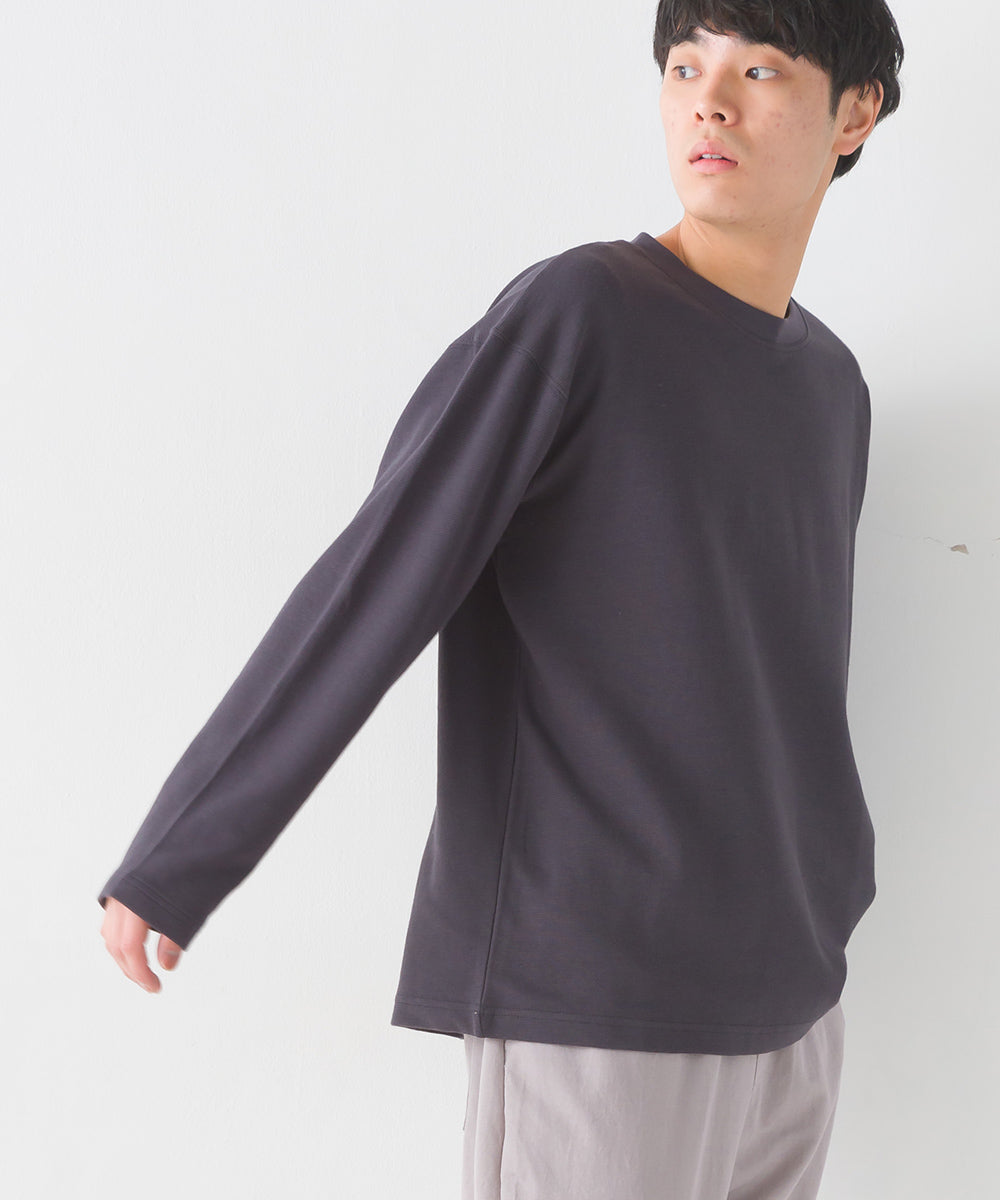 【OMNES PURPLE LABEL】メンズリップルダブルフェイス長袖Tシャツ【6124-5473】