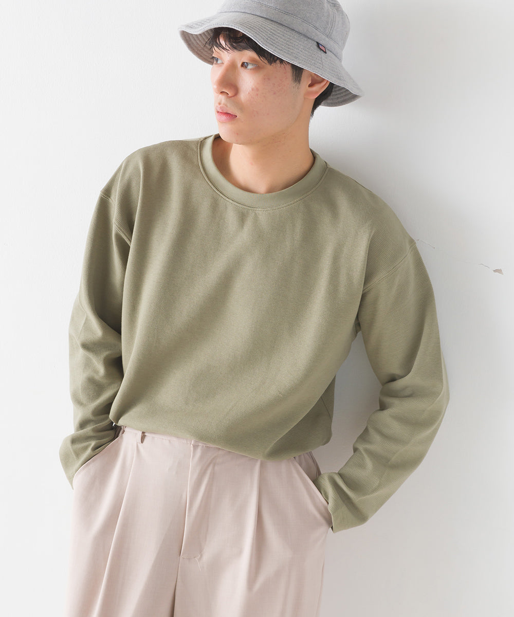 【OMNES PURPLE LABEL】メンズリップルダブルフェイス長袖Tシャツ【6124-5473】