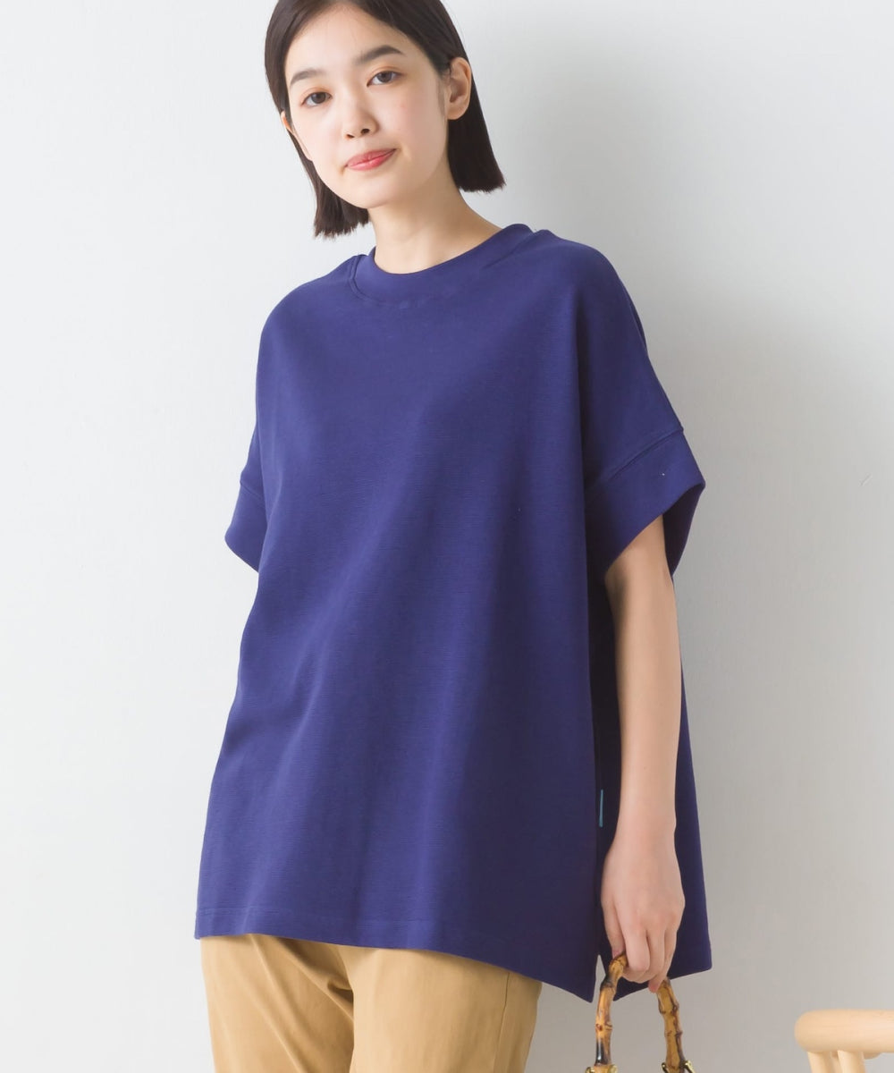 【OMNES PURPLE LABEL】リップルダブルフェイス ワイドシルエット半袖プルオーバー【6124-5475】