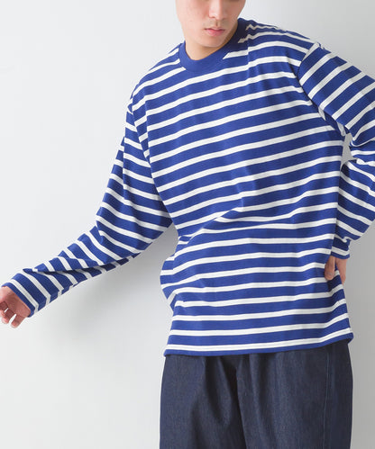 【OMNES PURPLE LABEL】メンズ 10番単ボーダー長袖Tシャツ【6124-5481】