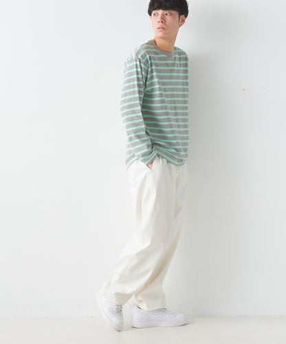 【OMNES PURPLE LABEL】メンズ 10番単ボーダー長袖Tシャツ【6124-5481】