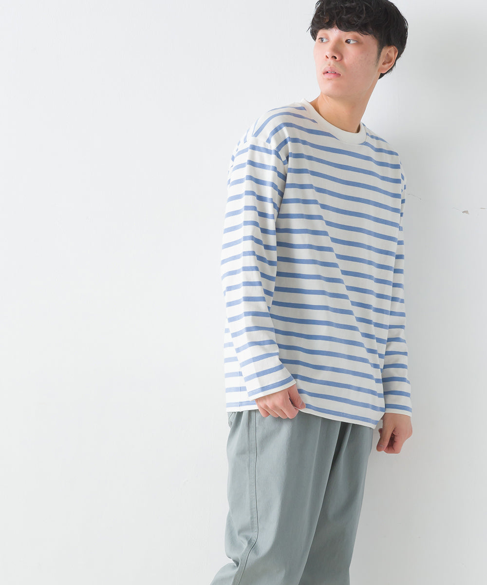 【OMNES PURPLE LABEL】メンズ 10番単ボーダー長袖Tシャツ【6124-5481】