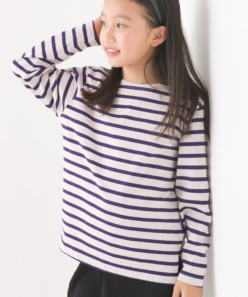 【OMNES PURPLE LABEL】キッズ 10番単ボーダー長袖Tシャツ【6124-5482】