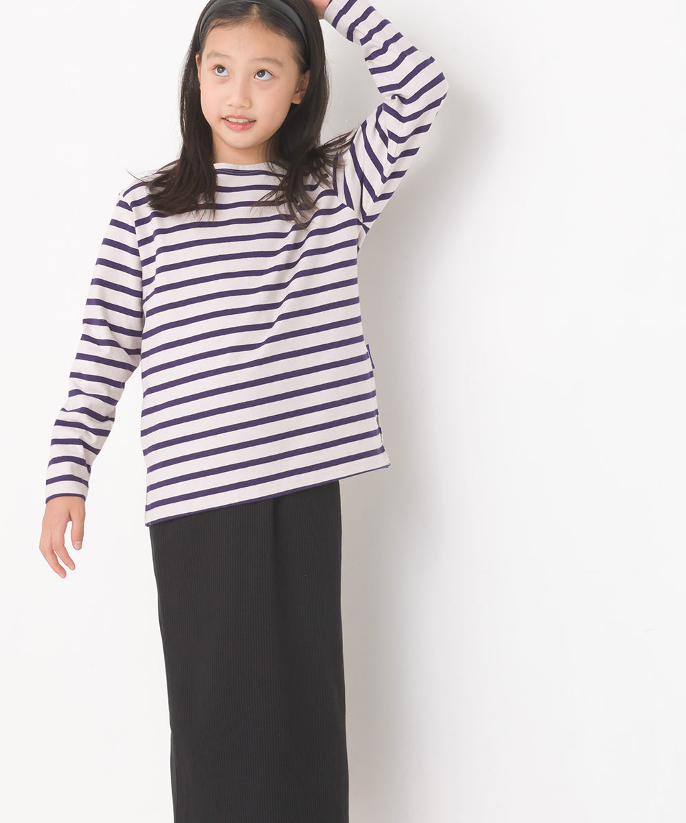 【OMNES PURPLE LABEL】キッズ 10番単ボーダー長袖Tシャツ【6124-5482】