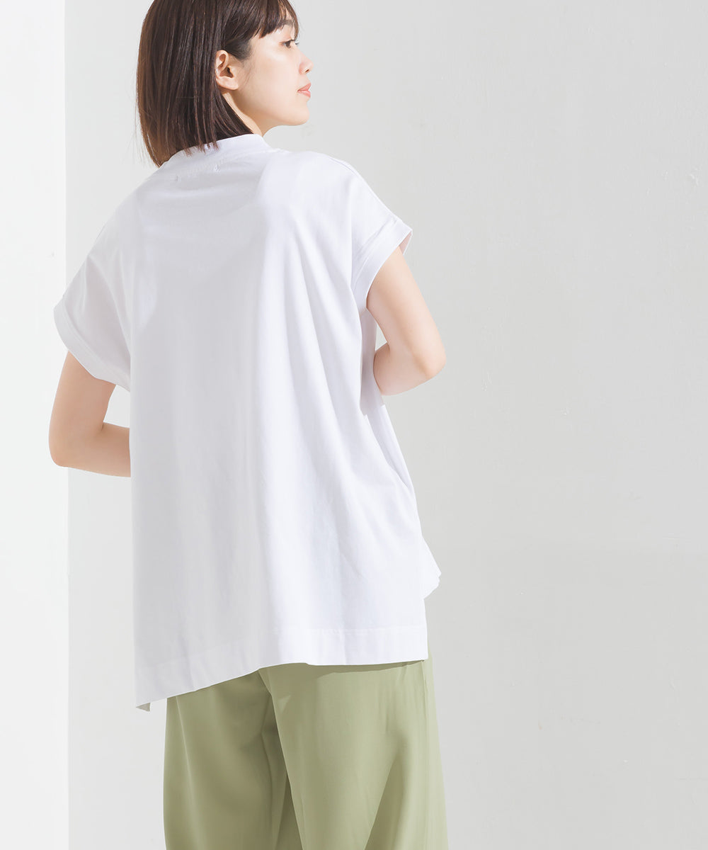 【OMNES PURPLE LABEL】コットンベア天竺 フレンチスリーブロゴTシャツ【6124-5499】