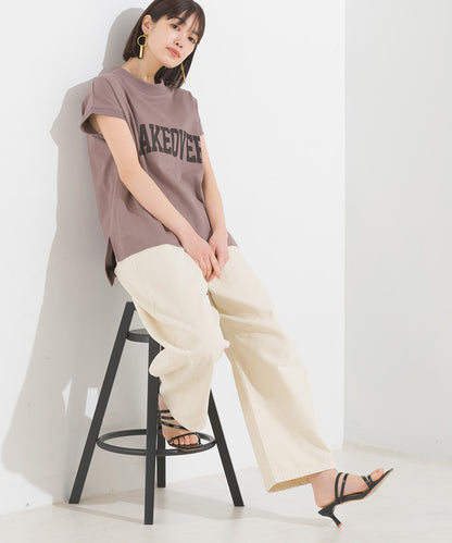 【OMNES PURPLE LABEL】コットンベア天竺 フレンチスリーブロゴTシャツ【6124-5499】