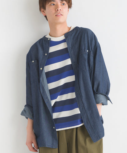 【OMNES PURPLE LABEL】メンズ 10番単ボーダー半袖Tシャツ【6124-5505】