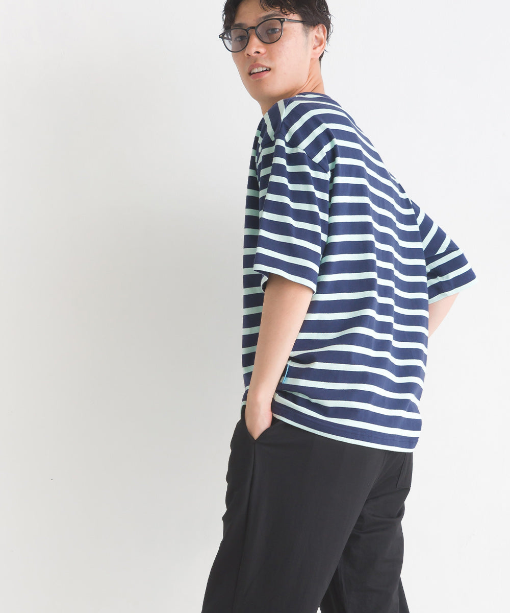 【OMNES PURPLE LABEL】メンズ 10番単ボーダー半袖Tシャツ【6124-5505】