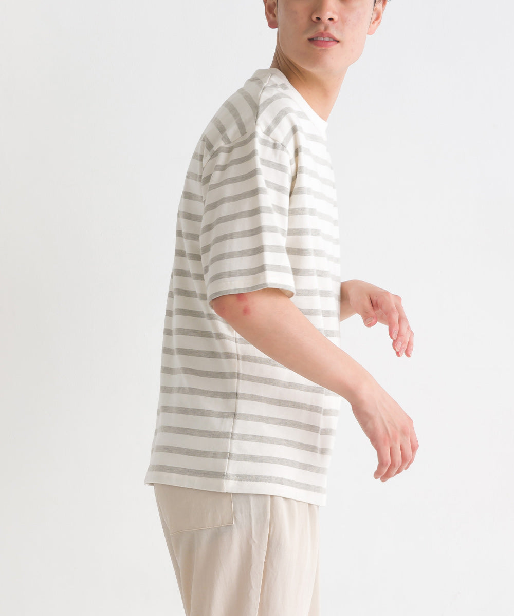 【OMNES PURPLE LABEL】メンズ 10番単ボーダー半袖Tシャツ【6124-5505】