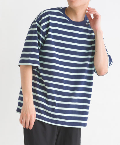 【OMNES PURPLE LABEL】メンズ 10番単ボーダー半袖Tシャツ【6124-5505】