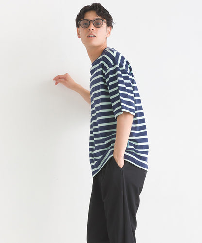 【OMNES PURPLE LABEL】メンズ 10番単ボーダー半袖Tシャツ【6124-5505】