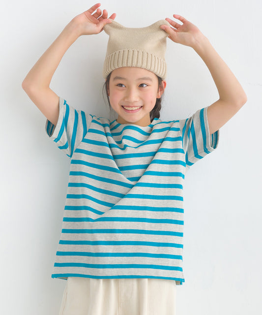 【OMNES PURPLE LABEL】キッズ 10番単ボーダー半袖プルオーバー【6124-5506】