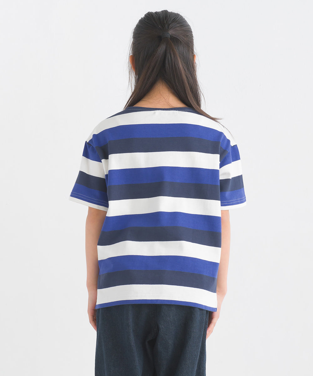 【OMNES PURPLE LABEL】キッズ 10番単ボーダー半袖プルオーバー【6124-5506】