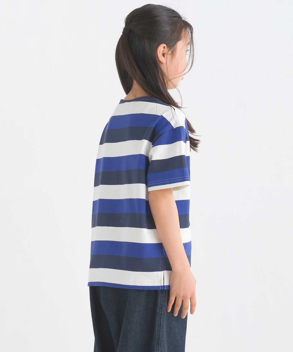 【OMNES PURPLE LABEL】キッズ 10番単ボーダー半袖プルオーバー【6124-5506】
