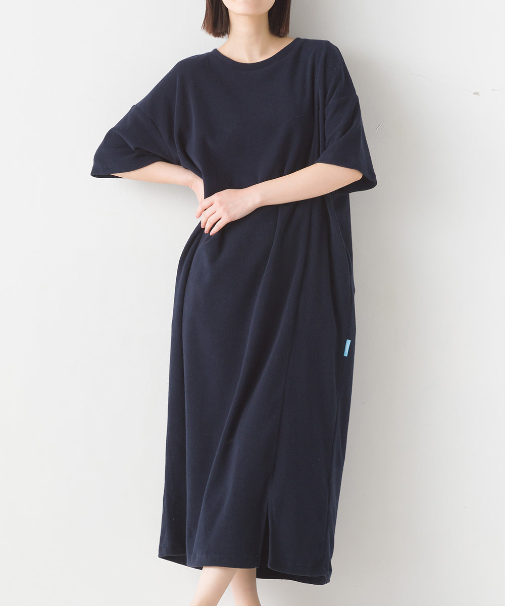 【OMNES PURPLE LABEL】パイル半袖スリットワンピース【6124-9117】