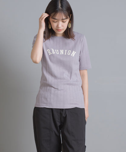 【hbD】【OMNES Another Edition】汗染み防止リブロゴプリント半袖Tシャツ REUNION【7121-5197】