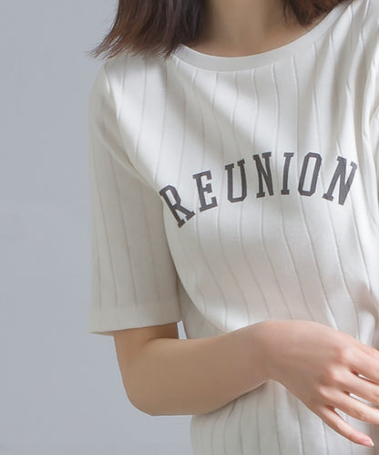 【hbD】【OMNES Another Edition】汗染み防止リブロゴプリント半袖Tシャツ REUNION【7121-5197】