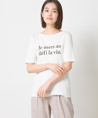 【hbD】【OMNES Another Edition】汗染み防止リブロゴプリント半袖Tシャツ Je mets【7121-5198】