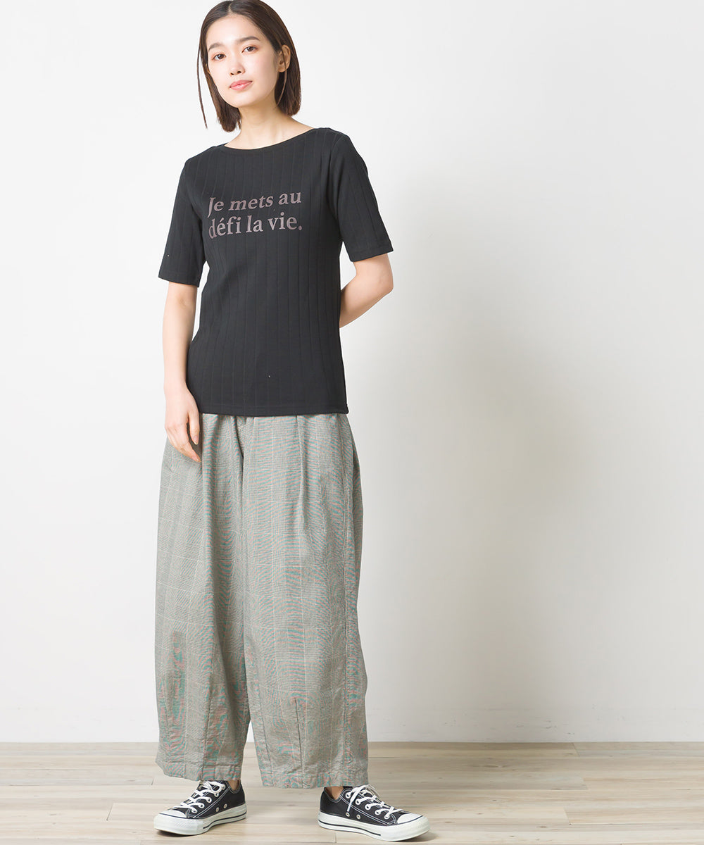 【hbD】【OMNES Another Edition】汗染み防止リブロゴプリント半袖Tシャツ Je mets【7121-5198】