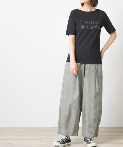 【hbD】【OMNES Another Edition】汗染み防止リブロゴプリント半袖Tシャツ Je mets【7121-5198】