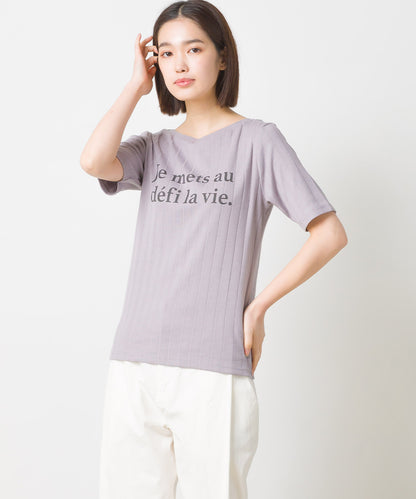 【hbD】【OMNES Another Edition】汗染み防止リブロゴプリント半袖Tシャツ Je mets【7121-5198】