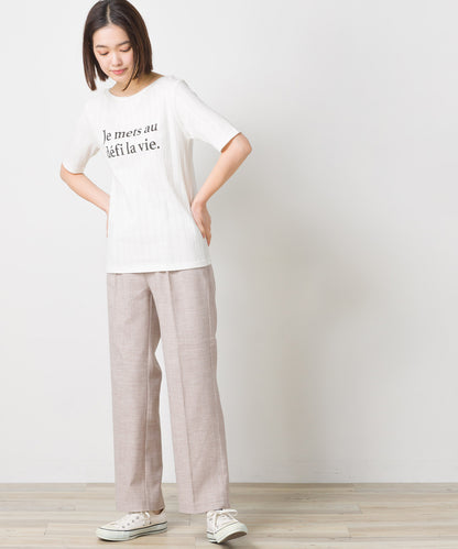 【hbD】【OMNES Another Edition】汗染み防止リブロゴプリント半袖Tシャツ Je mets【7121-5198】