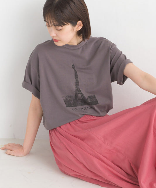 【OMNES】コットンベア天 半袖プリントTシャツ【7122-5252】