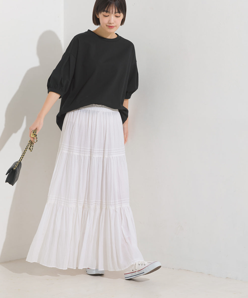 【OMNES】超撥水加工 タックボリューム半袖Tシャツ【7122-5300】