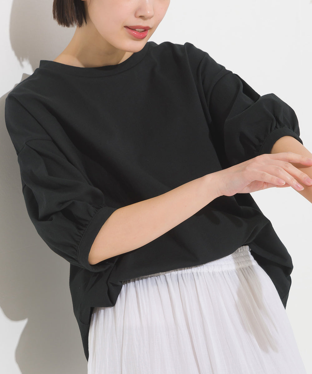 【OMNES】超撥水加工 タックボリューム半袖Tシャツ【7122-5300】