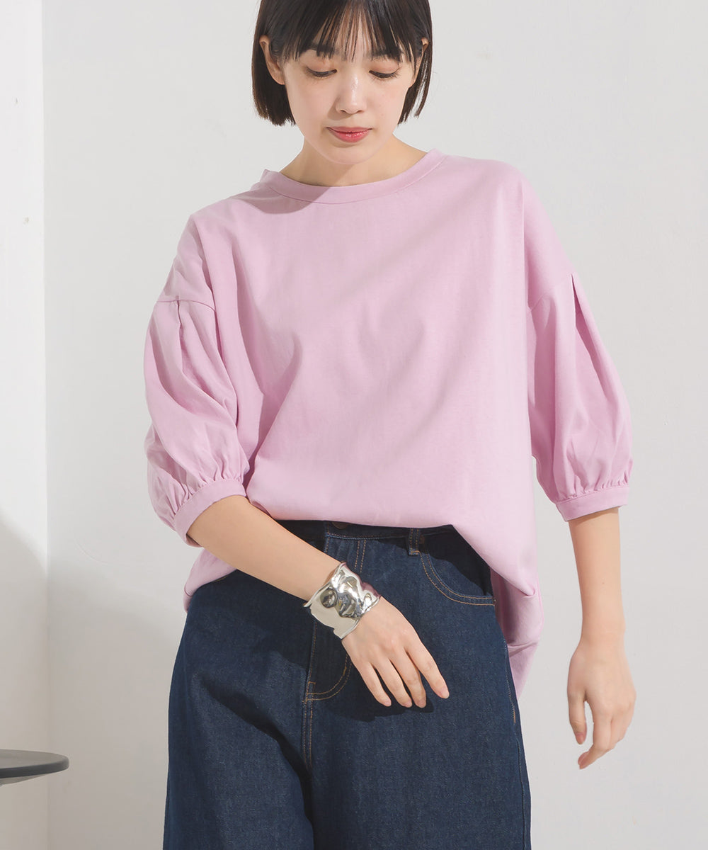 【OMNES】超撥水加工 タックボリューム半袖Tシャツ【7122-5300】