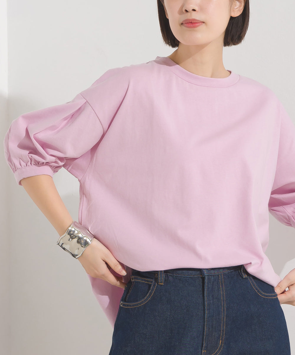 【OMNES】超撥水加工 タックボリューム半袖Tシャツ【7122-5300】