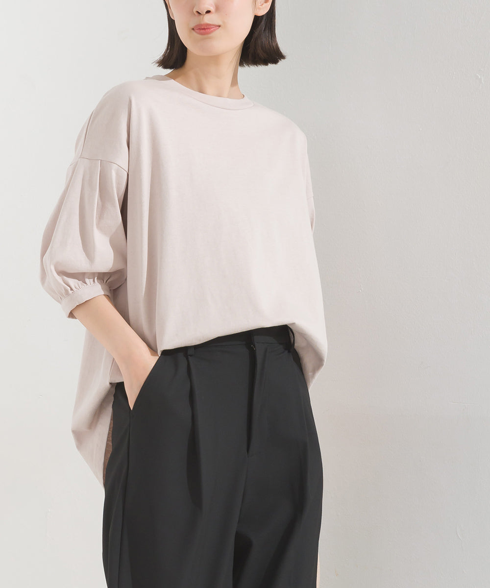 【OMNES】超撥水加工 タックボリューム半袖Tシャツ【7122-5300】