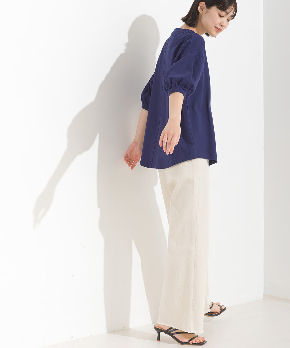 【OMNES】超撥水加工 タックボリューム半袖Tシャツ【7122-5300】